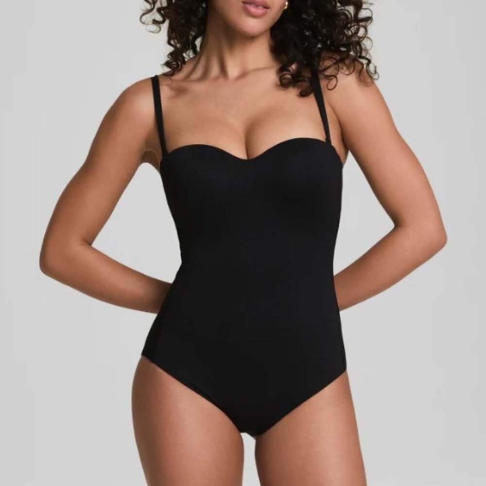 SPANXshape Swim Convertible Pique Bandeau One-Piece Black Large